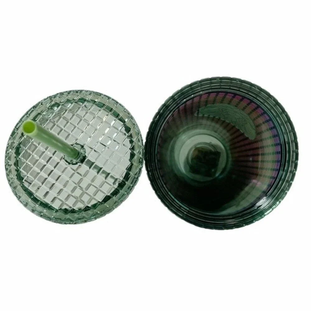 NWT Starbucks Iridescent Rainforest Grid Venti Cold Cup Lid Straw 2022 Tumbler